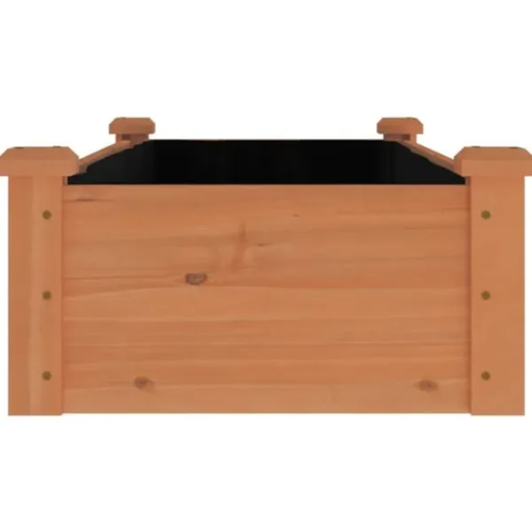 Plantningsbænke^Højbed med foring i massivt fyrretræ - Plantekasse | Størrelse: 120x45x25 cm | Farve: Brun