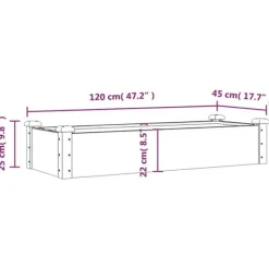 Plantningsbænke^Højbed med foring i massivt fyrretræ - Plantekasse | Størrelse: 120x45x25 cm | Farve: Brun