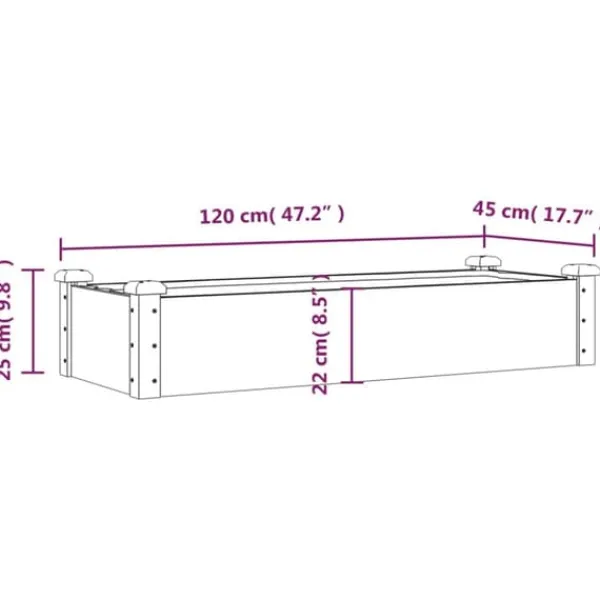 Plantningsbænke^Højbed med foring i massivt fyrretræ - Plantekasse | Størrelse: 120x45x25 cm | Farve: Brun