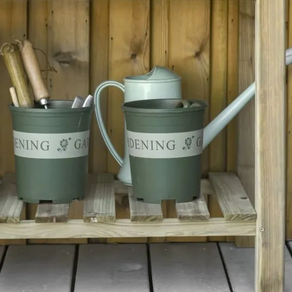 Online Højbed med hylde 91x51x76 cm, træ, grøn – med drænhuller Plantningsbænke