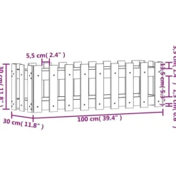 Outlet Højbed med stakitdesign - Plantebed i massivt fyrretræ | Størrelse: 100x30x30 cm | Farve: Sort Plantningsbænke