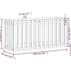 Højbed med stakitdesign i massivt fyrretræ | Størrelse: 150x50x70 cm | Farve: Hvid Plantningsbænke