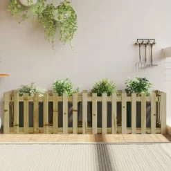 Plantningsbænke^Højbed med stakitdesign i imprægneret fyrretræ | Størrelse: 200x50x50 cm