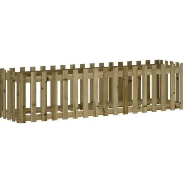 Plantningsbænke^Højbed med stakitdesign i imprægneret fyrretræ | Størrelse: 200x50x50 cm