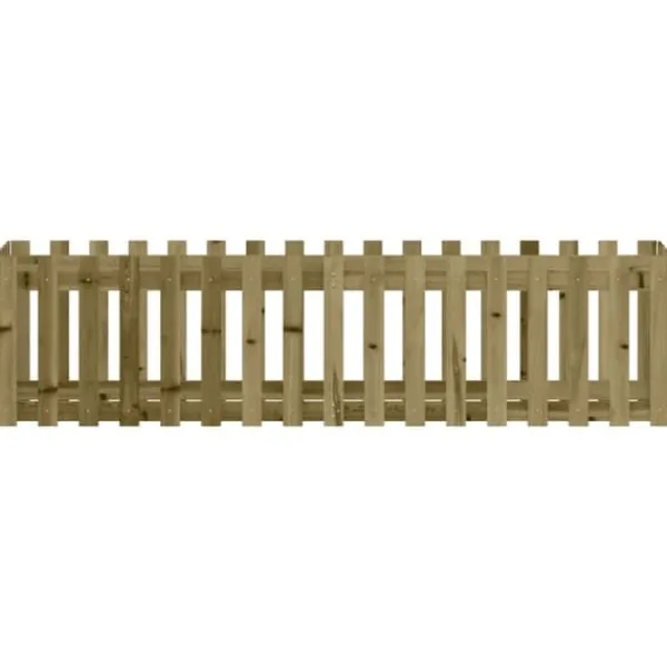 Plantningsbænke^Højbed med stakitdesign i imprægneret fyrretræ | Størrelse: 200x50x50 cm