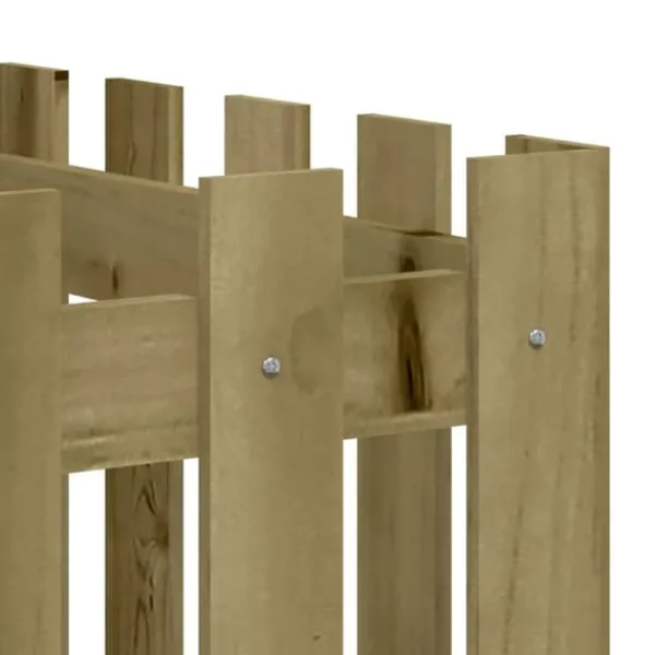 Plantningsbænke^Højbed med stakitdesign i imprægneret fyrretræ | Størrelse: 200x50x50 cm