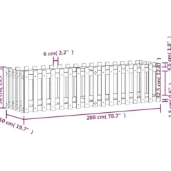 Plantningsbænke^Højbed med stakitdesign i imprægneret fyrretræ | Størrelse: 200x50x50 cm