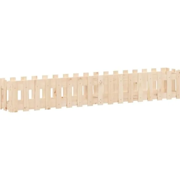 Plantningsbænke^Højbed med stakitdesign i massivt fyrretræ | Størrelse: 200x30x30 cm