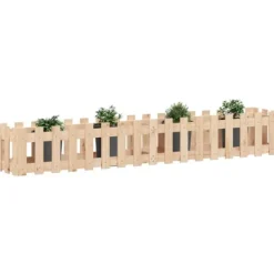 Plantningsbænke^Højbed med stakitdesign i massivt fyrretræ | Størrelse: 200x30x30 cm