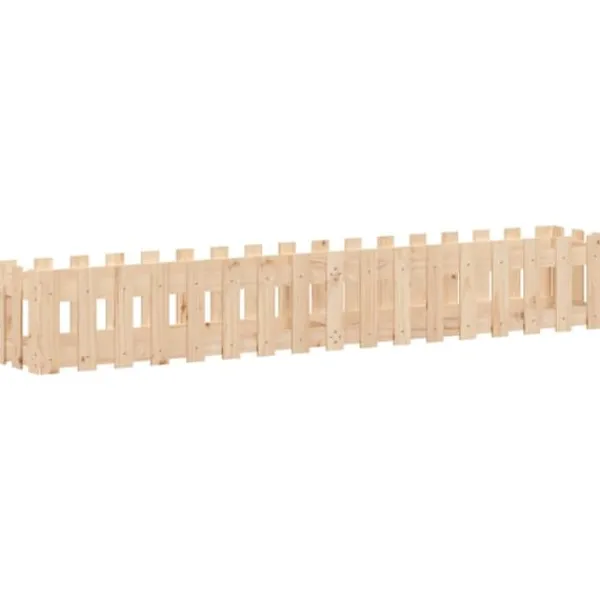 Plantningsbænke^Højbed med stakitdesign i massivt fyrretræ | Størrelse: 200x30x30 cm