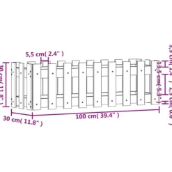 Plantningsbænke^Højbed med stakitdesign i massivt fyrretræ | Størrelse: 100x30x30 cm | Farve: Hvid