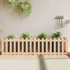 Clearance Højbed med stakitdesign i massivt fyrretræ - 200x50x50 cm | Størrelse: 200x50x50 cm Plantningsbænke
