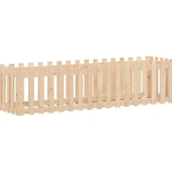 Clearance Højbed med stakitdesign i massivt fyrretræ - 200x50x50 cm | Størrelse: 200x50x50 cm Plantningsbænke
