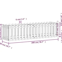 Clearance Højbed med stakitdesign i massivt fyrretræ - 200x50x50 cm | Størrelse: 200x50x50 cm Plantningsbænke