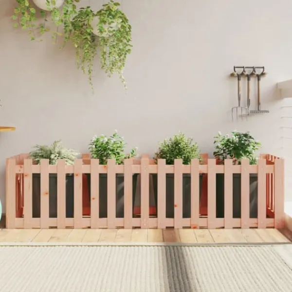 Plantningsbænke^Højbed med stakitdesign i massivt douglasgran | Størrelse: 200x50x50 cm