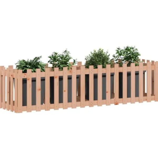Plantningsbænke^Højbed med stakitdesign i massivt douglasgran | Størrelse: 200x50x50 cm