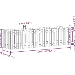 Plantningsbænke^Højbed med stakitdesign i massivt douglasgran | Størrelse: 200x50x50 cm