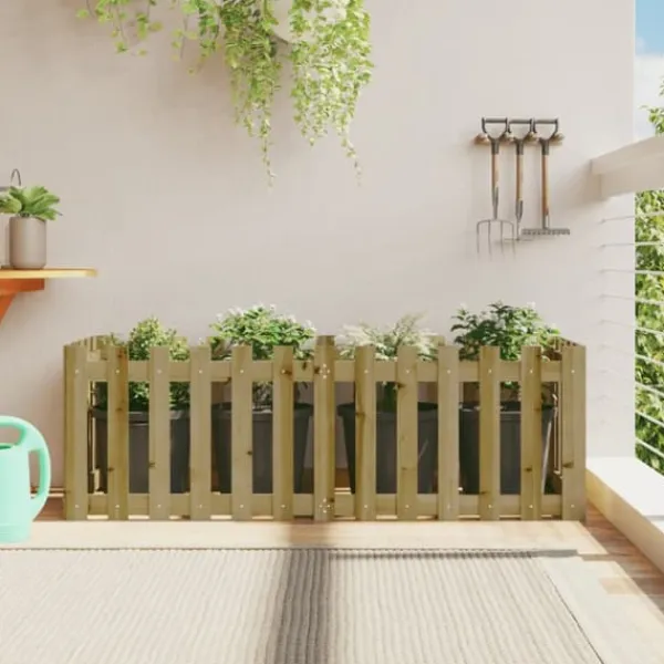 Plantningsbænke^Højbed med stakitdesign 150x50x50 cm - Imprægneret fyrretræ | Størrelse: 150x50x50 cm