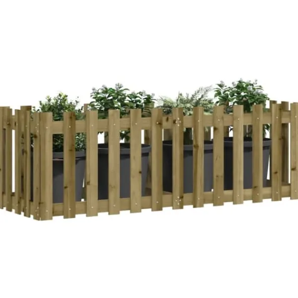 Plantningsbænke^Højbed med stakitdesign 150x50x50 cm - Imprægneret fyrretræ | Størrelse: 150x50x50 cm