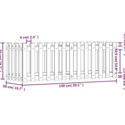 Plantningsbænke^Højbed med stakitdesign 150x50x50 cm - Imprægneret fyrretræ | Størrelse: 150x50x50 cm