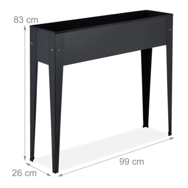 Plantningsbænke^Højbed plantekasse, metal, 83x99x26 cm, sort