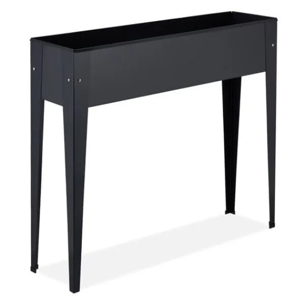 Plantningsbænke^Højbed plantekasse, metal, 83x99x26 cm, sort