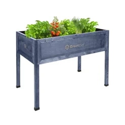 Plantningsbænke^Højbed til altan, terrasse og have 110x55x80cm - Træherbarium på ben - Plantekasse på ben til blomster, krydderurter, grøntsager - Højbed til haven, G | CDON