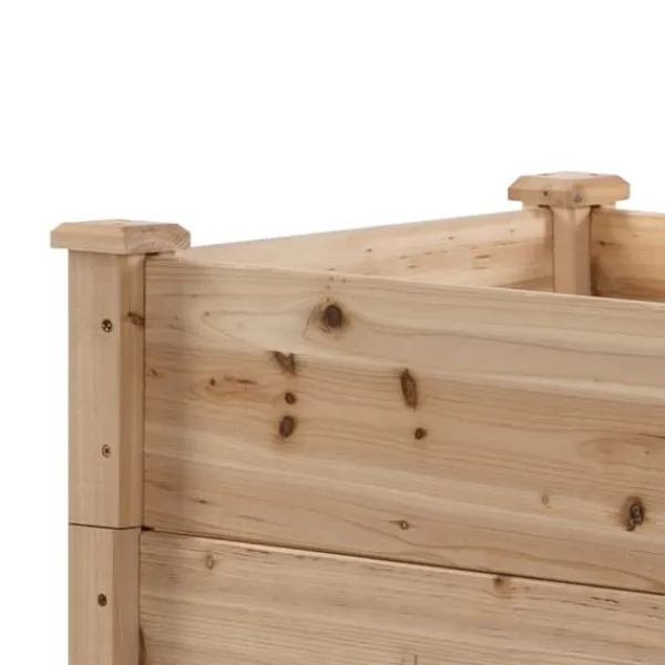 Plantningsbænke^Højbed 3-trins i træ 124x124x56 cm – urte-trappe til balkon & have