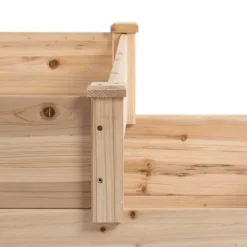 Plantningsbænke^Højbed 3-trins i træ 124x124x56 cm – urte-trappe til balkon & have