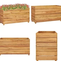 Hot Højbed 100x40x55 cm genanvendt teaktræ og stål - Højbed - Højbede - Home & Living Krukker & Plantebeholdere