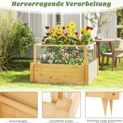 Plantningsbænke^Højbed, 107x107x70 cm, Naturfarvet