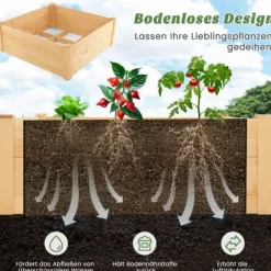 Plantningsbænke^Højbed, 107x107x70 cm, Naturfarvet