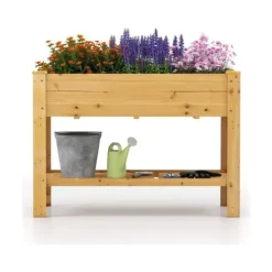 Plantningsbænke^Højbed, 120x60x81 cm, Naturfarvet