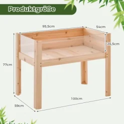Højbed, 100x59x77 cm, Naturlig Plantningsbænke