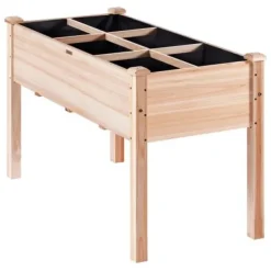 Plantningsbænke^Højbed, 120x58x76 cm, naturtræ, træ