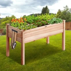 Plantningsbænke^Højbed, 120x58x76 cm, naturtræ, træ