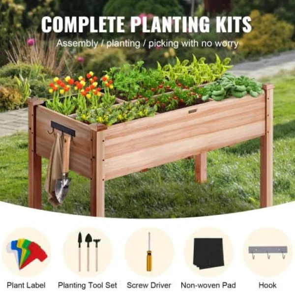 Plantningsbænke^Højbed, 120x58x76 cm, naturtræ, træ