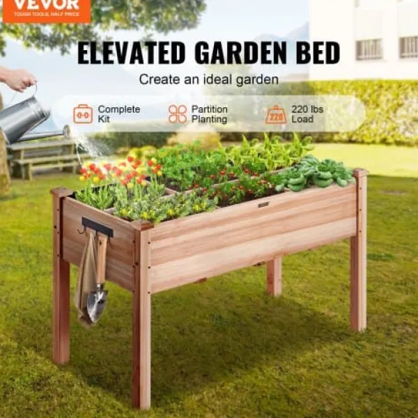 Plantningsbænke^Højbed, 120x58x76 cm, naturtræ, træ
