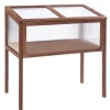 Drivhus^Højbed/drivbænk 90x50x93 cm, gran & PC-plade, brun – urteboks til have/terrasse