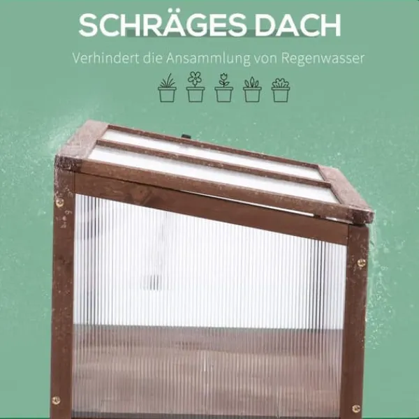 Drivhus^Højbed/drivbænk 90x50x93 cm, gran & PC-plade, brun – urteboks til have/terrasse