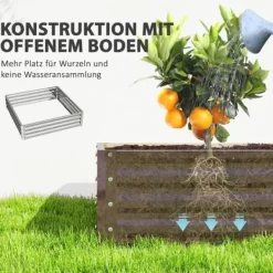 Plantningsbænke^Højbed/plantekasse i stål 120x120x30 cm, sølv – have/terrasse