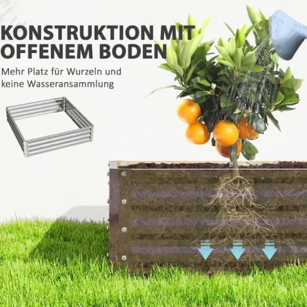 Plantningsbænke^Højbed/plantekasse i stål 120x120x30 cm, sølv – have/terrasse
