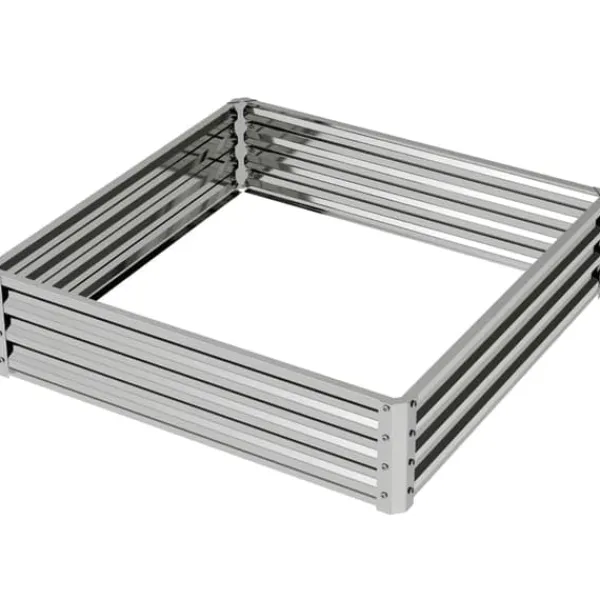 Plantningsbænke^Højbed/plantekasse i stål 120x120x30 cm, sølv – have/terrasse