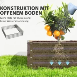 Plantningsbænke^Højbed/plantekasse i stål 120x120x30 cm, sølv – have/terrasse