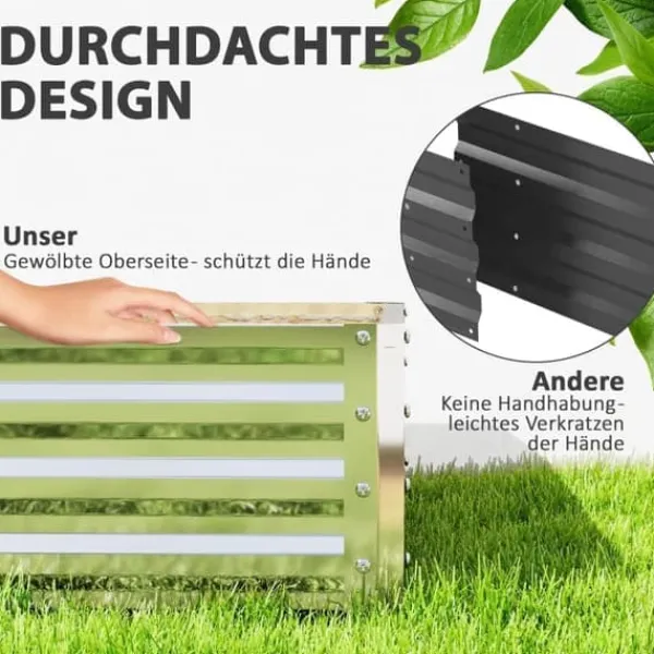 Plantningsbænke^Højbed/plantekasse i stål 120x120x30 cm, sølv – have/terrasse