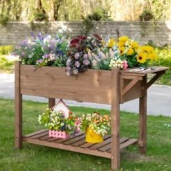Plantningsbænke^Højbeds plantekasse, 123x54x74 cm, Brun