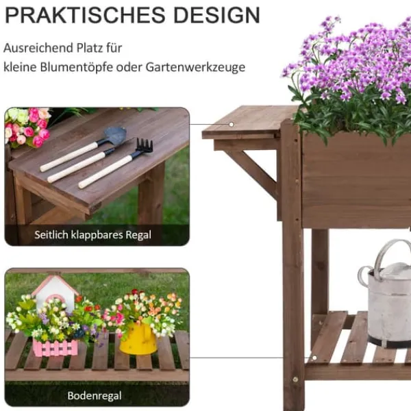 Plantningsbænke^Højbeds plantekasse, 123x54x74 cm, Brun