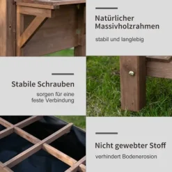 Plantningsbænke^Højbeds plantekasse, 123x54x74 cm, Brun