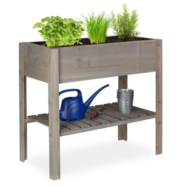 Plantningsbænke^Højbeds plantekasse, 80x88x43,5 cm, Grå