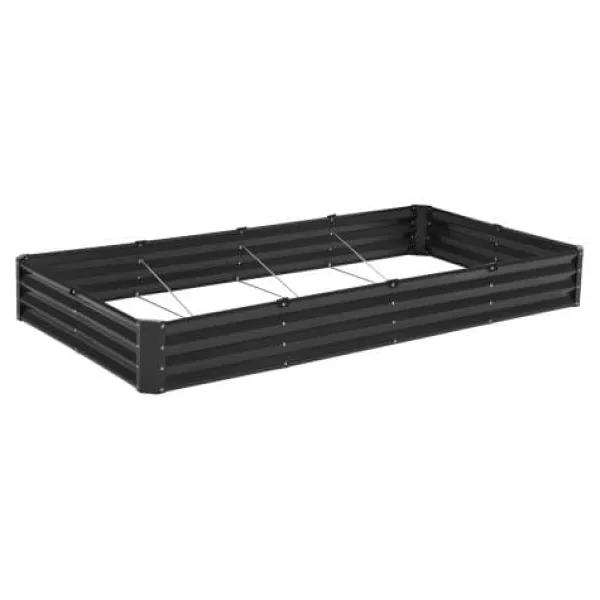 Hot Højbeds plantekasse, 240x120x28 cm, mørkegrå, metal Plantningsbænke
